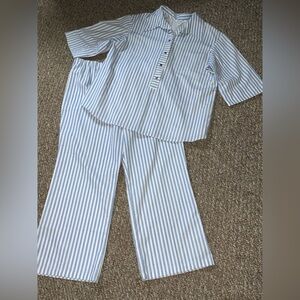 Sears Fashions VINTAGE 60’s blue/white striped pajama set size 24